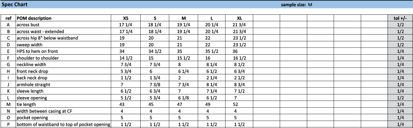 Size Charts Spec Charts And Grade Rules What They Are For And How Size Charts Spec Charts And Grade Rules What They Are For And How