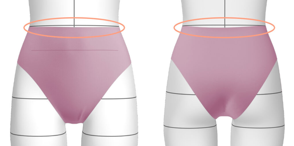 Example of bikini bottom with cross grain stretch. Rendering by Trudy Gardner.