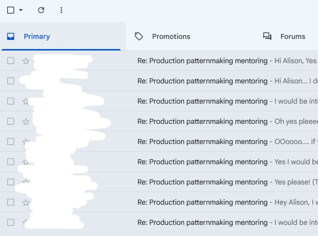 production patternmaking mentoring responses